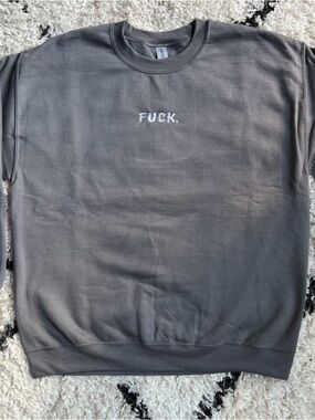 Gray Embroidered Graphic Crewneck Sweater